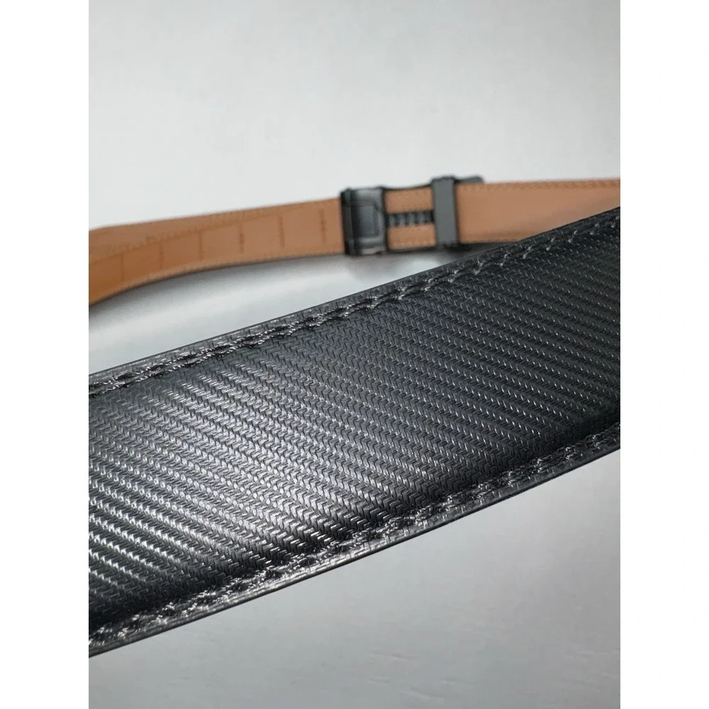 Kemisant Black Adjustable Leather Belt Size 48-56 Buckle Ratchet Dress